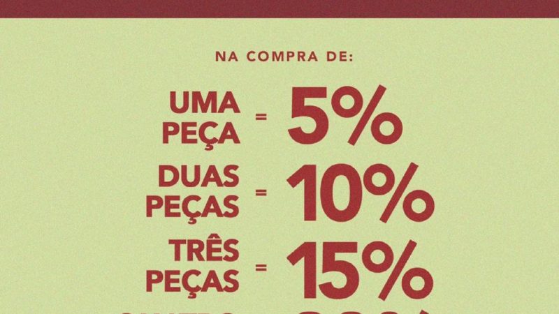 Aproveite os descontos progressivos que vão de 5% a 20% no Paraíba de Piripiri