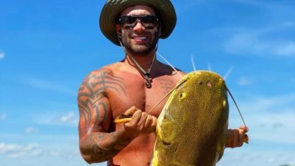 Gusttavo Lima pesca peixe de mais de 30 kg no Mato Grosso