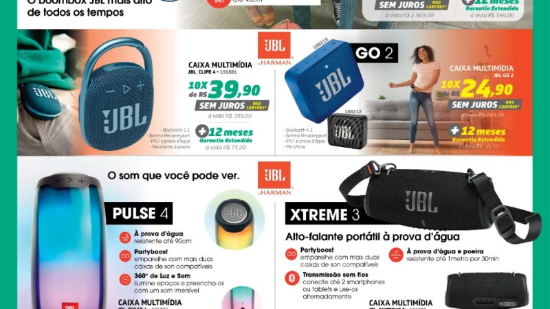 Aproveite a super promoção em caixas JBL no Armazém Paraíba e parcele em até 10x no eu cartão!