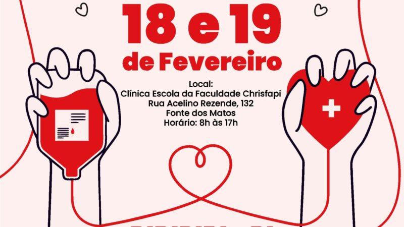 Hemopi em parceria com a Faculdade Chrisfapi promoverá nesta sexta (18) e sábado (19) mais uma campanha de doação de sangue em Piripiri-Doar sangue é salvar vidas, vamos fazer nossa parte!