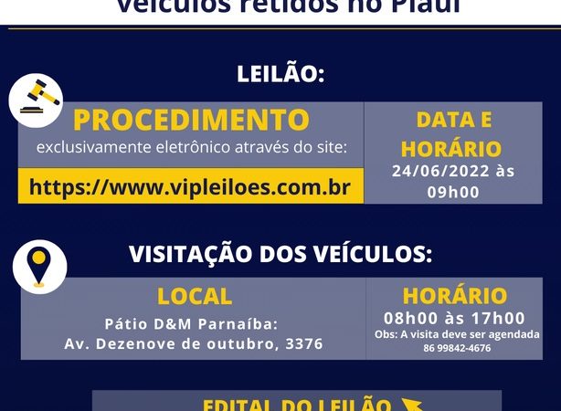 PRF realiza leilão virtual de veículos retidos no Piauí