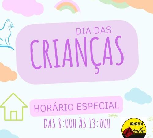 Dia da Criança nesta quarta-feira (12) tem horário especial no Paraíba de Piripiri!