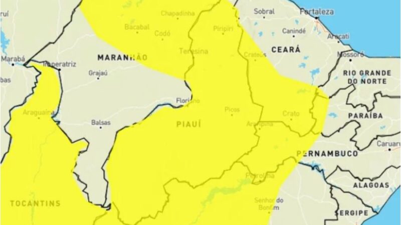 Inmet emite alerta de chuvas intensas para quase todo o Piauí