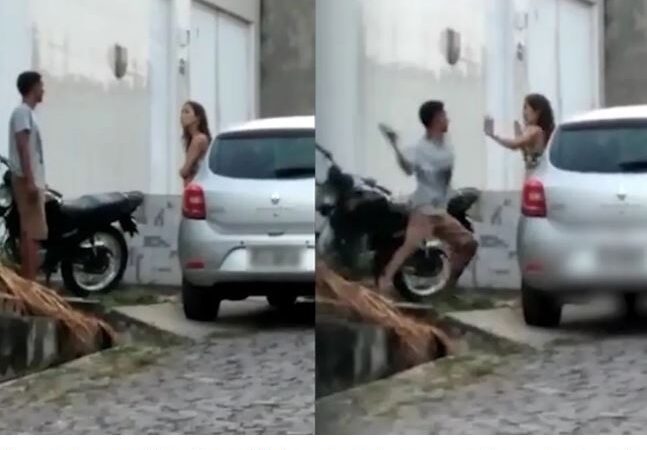 Vídeo mostra homem agredindo ex-namorada com tijoladas na cabeça e atropelando vítima em Teresina; agressor foi preso