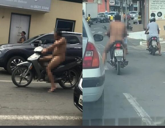 VÍDEO: homem nu é flagrado pilotando moto no Centro de Floriano