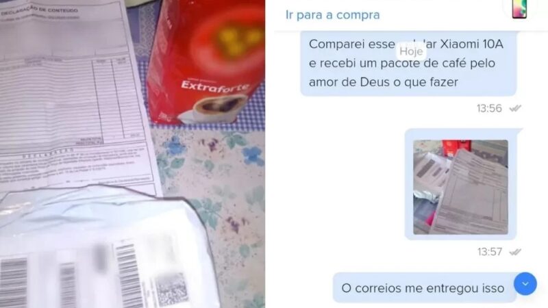 Mulher compra celular pela internet e recebe pacote de café