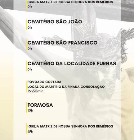 Dia de Finados em Piripiri-PI terá missas partir das 6h da manhã na Igreja Matriz e cemitérios