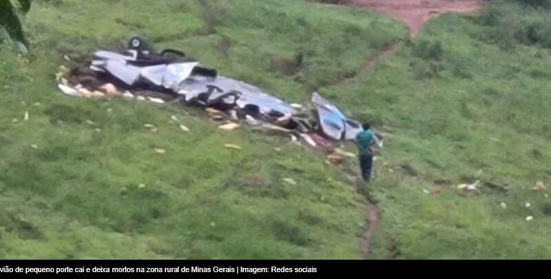 VÍDEO! Avião de pequeno porte cai e deixa cinco mortos na zona rural de Minas Gerais