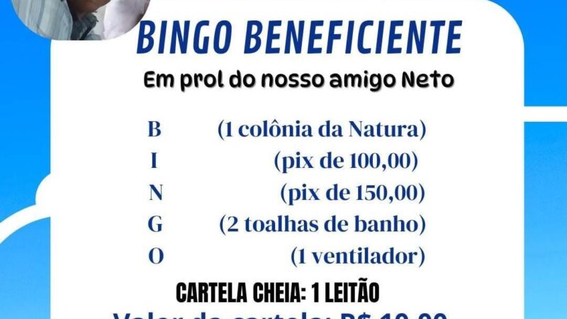 Seja solidário, participe de um Bingo beneficente em prol do piripiriense Neto da Marciana