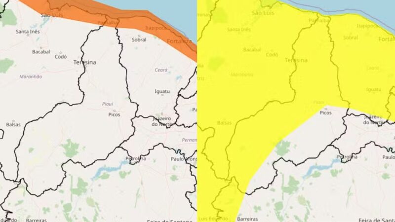 Litoral do Piauí e outras 165 cidades estão sob alerta de chuvas intensas
