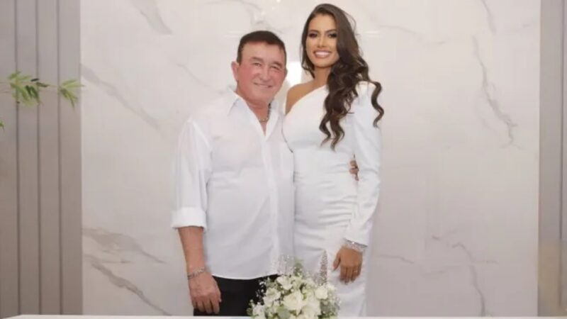 Amado Batista se casa com miss de Mato Grosso 50 anos mais nova