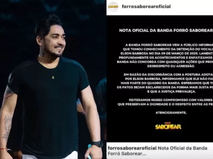 Forró Saborear anuncia saída de cantor preso por tentar matar a esposa em Teresina