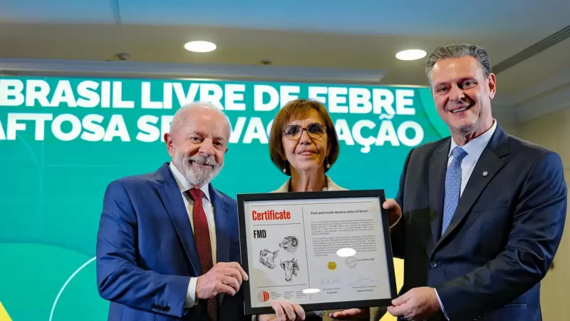 Lula recebe certificado de país livre da febre aftosa