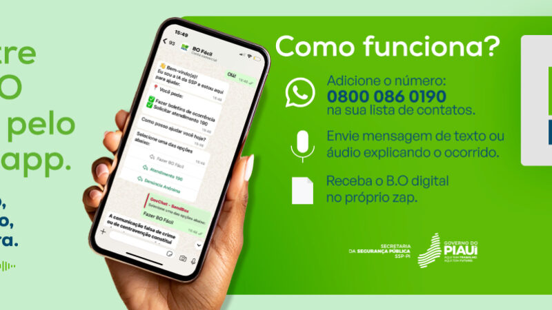 Piauí lança primeiro serviço do Brasil para registrar BO via WhatsApp na segunda (30)