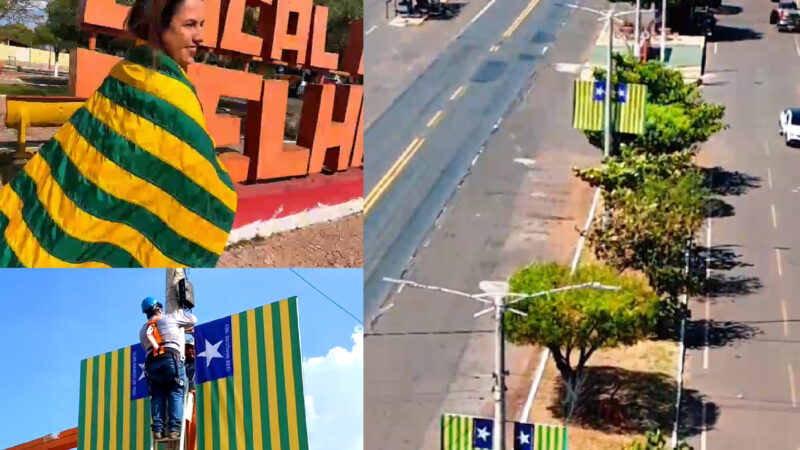 Prefeita espalha bandeiras do Piauí em Cocal de Telha e vídeos viralizam nas redes sociais